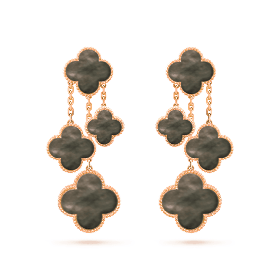 [Kincade Jewelrys]CLOVER EARRINGS DARK MOP 4 MOTIFS ROSE GOLD