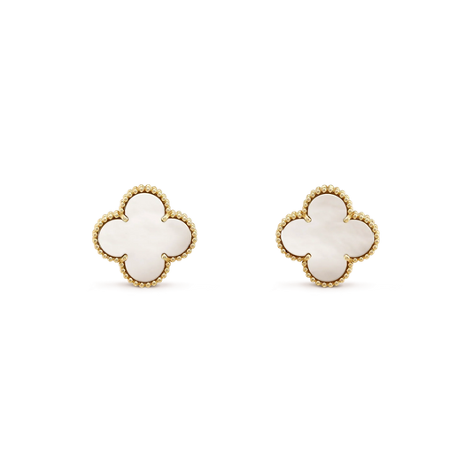 [Kincade Jewelrys]CLOVER MEDIUM 1 MOTIFS  WHITE MOP STUD EARRINGS