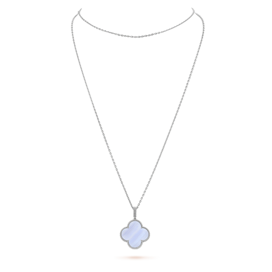 [Kincade Jewelrys]CLOVER SILVER CHALCEDONY BIG CLOVER NECKLACE