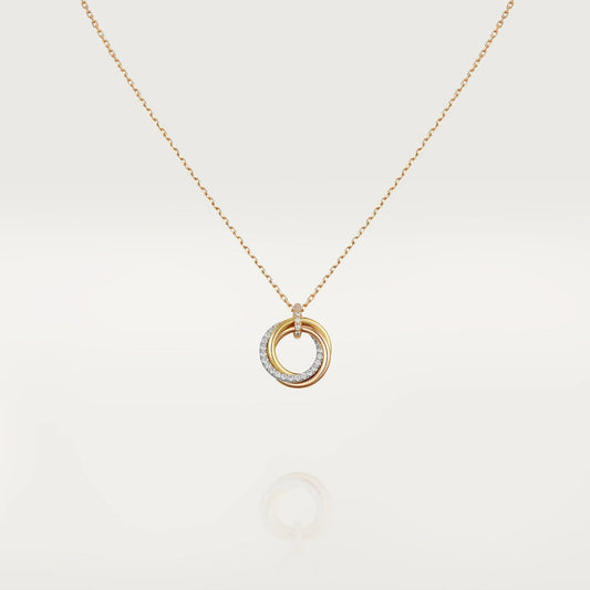 [Kincade Jewelrys]TRINITY NECKLACE SILVER GOLD PINK GOLD DIAMONDS