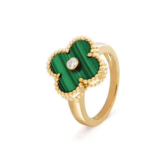 [Kincade Jewelrys]CLOVER MALACHITE RING GOLD DIAMOND